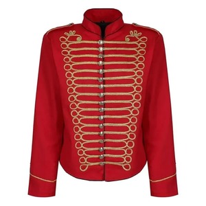 Chaqueta Formal Roja para Hombre con Detalles Trenzados Dorados, Cuello Alto, Cierre de un Botón, Corte Entallado, para Invierno - Product Image 6