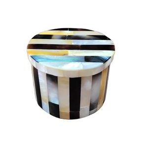 Latest Multicolor Shell Inlay Round Trinket <b>Box</b> Jewelry Storage Organizer Decorative Luxury Home Decor <b>Gift</b> Premium Case - Product Image 1