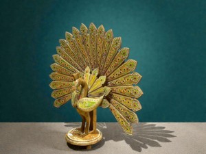 Decoración de Pavo Real de Madera Hecha a Mano, Arte Popular, Decoración del Hogar, Artesanía de Rajastán, Patrón Animal Pintado - Product Image 2