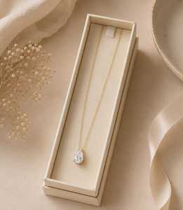 Collier pendentif goutte d'eau en diamant de laboratoire taille brillant poire, or massif 10k 14k 18k, clarté E VVS 1 carat, avec chaîne à billes - Product Image 2