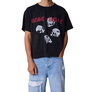 <b>Mens</b> O Neck Short Sleeve T <b>Shirts</b> <b>Skull</b> Front Graphic Relaxed Loose Fit Streetwear Wholesale Custom OEM Cotton Jersey Tee <b>Shirts</b> - Product Image 4