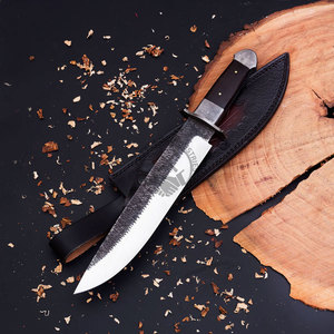 มีดโบวี่เหล็ก D2 ขนาด 15 นิ้ว ตีขึ้นรูปด้วยมือ ใช้ได้ทั้งมือซ้ายและขวา สำหรับการเอาชีวิตรอดและการล่าสัตว์ พร้อมด้ามไม้พะยูงและปลอกมีดดามัสกัส - Product Image 2