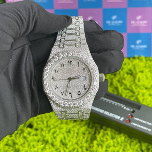 Montre automatique entièrement sertie de moissanite pour homme, mouvement mécanique, grand cadran, verre saphir, chronographe, résistante à l'eau - Product Image 3