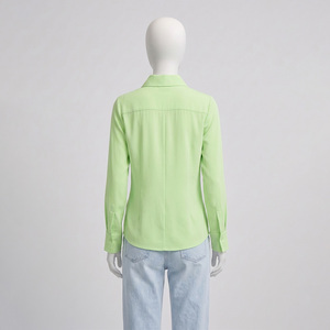 2026 Latest Plus Size Women's Embroidery Button Blouse Customized Cotton Bamboo Fiber Plaid Office Breathable Yarn Dyed - Product Image 2