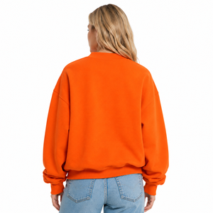 Orange Custom Womens Oversized Mock Neck Sweatshirt Chenille Embroidered Fleece Loose Fit OEM ODM Greek Letter Sweatshirt - Product Image 4