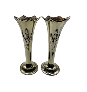 Silver Glossy Finished <b>Vase</b> Tabletop Decor <b>Set</b> of Two Metallic <b>Vase</b> Home Decorative Flower <b>Vase</b> Wedding Party - Product Image 1