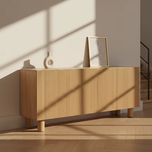 Cómoda Ravel de Madera de Teca Sólida con Acabado Natural Orgánico, Estilo Contemporáneo, Ecológica y Duradera para Dormitorio, Sala de Estar o Almacén - Product Image 1