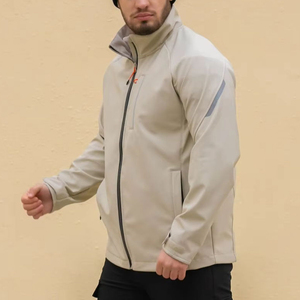 Chaqueta Deportiva Cortavientos para Hombre, Corte Regular, Exterior de Poliéster, Cierre de Cremallera, Cuello Alto, Color Sólido, Ropa de Otoño para Exteriores - Product Image 5