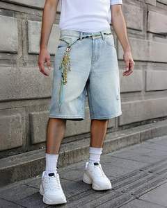 กางเกงยีนส์ขาสั้นทรงหลวมสำหรับผู้ชาย (ไม่มีเข็มขัด) ลุคสตรีทสไตล์ Y2K ฮิปฮอป แคชชวล - Product Image 4