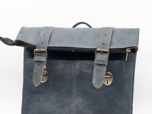 Premium Pull Up Leather Roll Top Backpack High Gloss <b>Rucksack</b> For Luxury Markets Durable Business Bag LRTB-0181B - Product Image 6