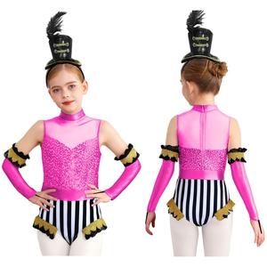 6-16 Kid Girl Circus Patchwork Costumes Jumpsuit And Matched Glossy <b>Top</b> <b>Hat</b> Headwear Parties Carnivals Stage Performance - Product Image 4