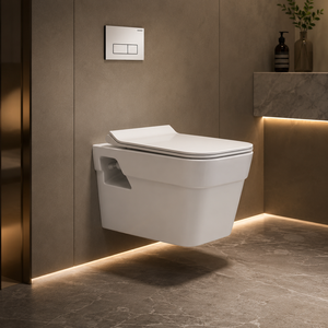 Inodoro Moderno de Cerámica Ecológico de Una Pieza, Montado en la Pared, con Descarga por Gravedad y Drenaje P-trap, para Escuelas, Hoteles, Villas y Hospitales - Product Image 2