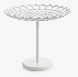 Soporte para Pastel Moderno de Metal Blanco con Patrón Recortado, Soporte Minimalista para Pastel con Recubrimiento de Polvo Blanco, Plato Hueco con Rejilla Cortada con Láser - Product Image 1