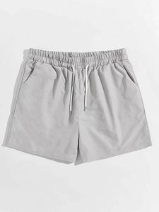 Pantalones Cortos Deportivos para Hombre, Color Negro Sólido, de Secado Rápido, con Cordón Ajustable, Tejido de Poliéster, Cintura Media, Calidad Premium, Hechos a Medida - Product Image 3