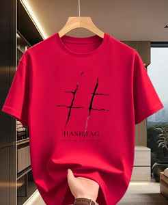 T-shirt essentiel ultra doux et confortable pour homme, été, éco-responsable, avec appliques en denim, batik, tissus en velours côtelé, 100% coton, patchs - Product Image 1