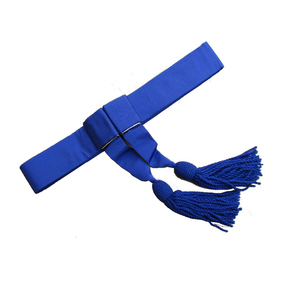 Cinturón de Alta Calidad Color Azul Rey con Borlas, Formal, 2.5cm de Ancho, Longitud Personalizable, con Hebilla Cosida/Botón - Product Image 2