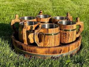 Mug en bois d'Inde au design classique avec des motifs organiques uniques inspirés de la nature pour la bière - Product Image 3