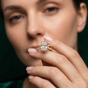 Designer Lab Grown Diamond <b>Ring</b>, Radiant Cut Center With Artistic Crossover <b>Split</b> Shank, Pave Set Diamonds On Both Bands <b>Ring</b> - Product Image 4