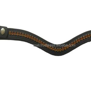 Banda para la frente de canal vacía, artículos de talabartería de cuero inglés, banda para la frente de caballo con Canal ostentoso de cristal múltiple, banda para la frente de caballo de cuero - Product Image 1