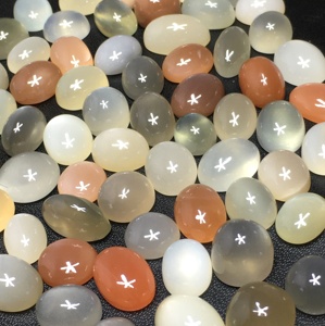 พลอยมูนสโตนทรงกลมธรรมชาติขัดเงาอัญมณีทรงหลวมสำหรับทำเครื่องประดับแบบธรรมดา - Product Image 1