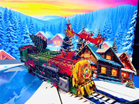 Tarjeta de Felicitación Pop-Up Personalizada para Graduación, Navidad, Cumpleaños, con Diseño 3D de Tren y Escena de Pueblo Nevado, Impresión Digital Personalizada
