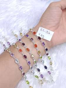 Pulsera Redonda con Múltiples Piedras, Plata de Ley 925, Joyería Clásica - Product Image 4