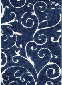 Tapis carré KV moderne à poils longs, motif floral, 1,5 m x 1,5 m, bleu, en polyester - Product Image 4