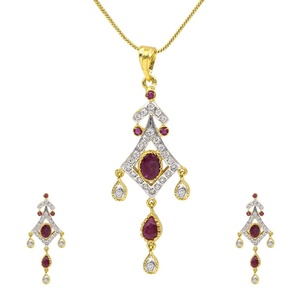 Conjunto de Collar y Pendientes de Rubí y Esmeralda con Circonitas, Chapado en Oro de 22K, Joyería Tradicional India para Mujer - Product Image 2