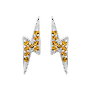 Pendientes Románticos de Citrino con Rayo Natural, Plata de Ley Chapada en Rodio, Unisex, para Compromiso, Boda, Aniversario - Product Image 1