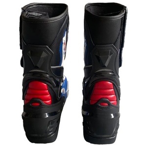 Bottes de moto pour homme, noir, bleu, blanc, mi-mollet, fermeture éclair, semelle extérieure en caoutchouc résistante à l'abrasion, semelle intermédiaire en EVA - Product Image 2