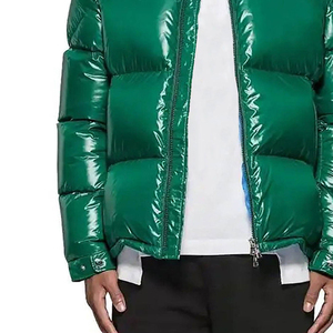 Wholesale Fashion Goose Men's Bubble Quilted Jacket Streetwear Winter Comfortable Customized Shiny Detachable Hood Adjustable - Product Image 6