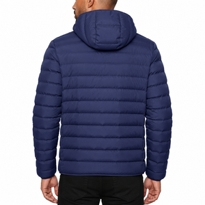 Custom Unisex Reflective Sustainable Zippered Sporty <b>Quilted</b> Hooded <b>Jacket</b> Casual Waterproof Style - Product Image 4