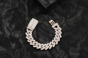 สร้อยข้อมือแบบ Cuban Link ดีไซน์ใหม่ ประดับเพชร VVS สองแถว ทองคำแท้ 18K ของขวัญสำหรับงานปาร์ตี้ สไตล์ฮิปฮอป กูจาราติ - Product Image 6