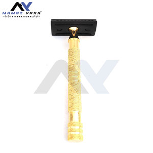 Maquinilla de Afeitar de Seguridad con Mango Hexagonal para Hombre, Maquinilla de Afeitar de Doble Filo para Barbería, Mango Dorado de Lujo con Cabezal Negro, Maquinillas de Afeitar de Seguridad para Barbería - Product Image 2