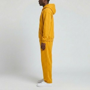 Conjunto Deportivo de Felpa Transpirable Color Amarillo Mostaza, Talla Grande, Sudadera con Cierre Completo, Pantalones Deportivos de Corte Regular, Ropa Casual de Calle para Invierno - Product Image 5