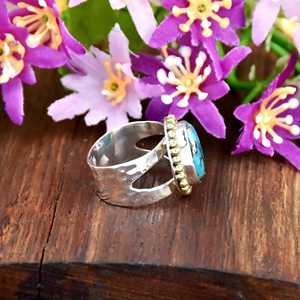 Blue Copper Turquoise Statement Fine Ring Gemstone Handmade 925 Sterling Silver Ring Jewelry December Birthstone <b>Gift</b> <b>For</b> <b>Her</b> - Product Image 4