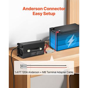 Caricabatterie Intelligente al Litio 12V 80A 14.6V AC DC LiFePO4 per Connettore Anderson con Indicatore LED e Attivazione a 0V, con Scatola in Alluminio - Product Image 6