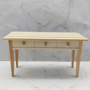 Miniature 1:12 Wooden Dollhouse Accessories Desk Furniture <b>Mini</b> Desk with Drawers Natural Finish for Decorative Display for age+ - Product Image 3