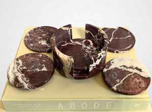 Hand Crafted <b>Coaster</b> Set With Red Zebra Natural Stone Marble Onyx Crystal Finish For Luxury Home <b>Table</b> Decor - Product Image 3