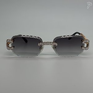 Gafas de sol rectangulares de lujo para mujer, con cristales con efecto hielo, chapadas en rodio, de diseño, unisex. - Product Image 1