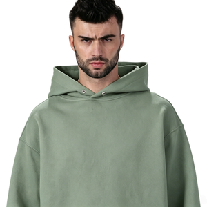 Sudadera con Capucha Verde para Hombre, Talla Grande, Corte Regular, Felpa de Algodón, Estilo Casual para Otoño - Product Image 5