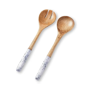 Vente directe usine : Cuillère à salade en bois d'acacia avec manche imprimé émail, ustensile de cuisine - Product Image 2