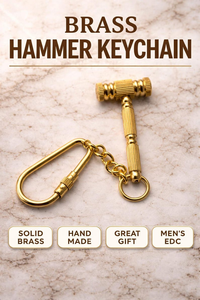 Brass Hammer Keychain <b>Mini</b> Gavel Keychain Solid Brass Tool <b>Keyring</b> Handmade Vintage Key Holder Gift for Lawyer Judge Carpenter - Product Image 2