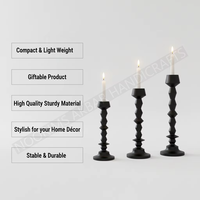 Ensemble de 3 bougeoirs coniques géométriques noir mat, supports à bougies en métal facetté, centre de table moderne, décoration de table ou de cheminée