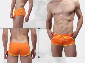 Boxers noirs pour hommes avec bordure blanche, séchage rapide, en Spandex et Nylon tricoté, taille mi-haute, motif uni - Product Image 2