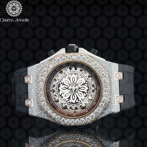 Montre de luxe Charm_Jewells en acier inoxydable, boîtier 40 mm, mouvement mécanique analogique, pour homme, style vintage, accents de diamants, 10 bars - Product Image 1