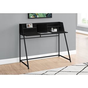 Contemporary Modern 48\"L Home Office Laptop <b>Computer</b> <b>Desk</b> with Storage Shelves in Black Laminate and Metal Black Finish - Product Image 5