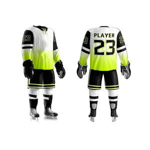 Uniformes de Hockey sobre Hielo al por Mayor, Conjuntos Deportivos con Logotipo Personalizado, Transferencia Térmica, Alta Calidad, OEM, 100% Poliéster, Ecológicos - Product Image 1
