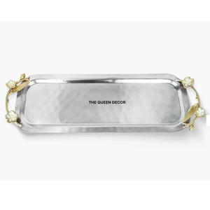 Modern Style Aluminum Metal <b>Round</b> Shape Silver Plated <b>Sets</b> Of <b>4</b> Creative Handcrafted Decorative Tray - Product Image 5