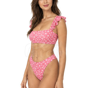 Women <b>Bikini</b> Set Stylish Two Piece Swimwear <b>High</b> <b>Waist</b> Bottom Comfortable Stretch Material Summer Beach Resort Poolside Wear - Product Image 5